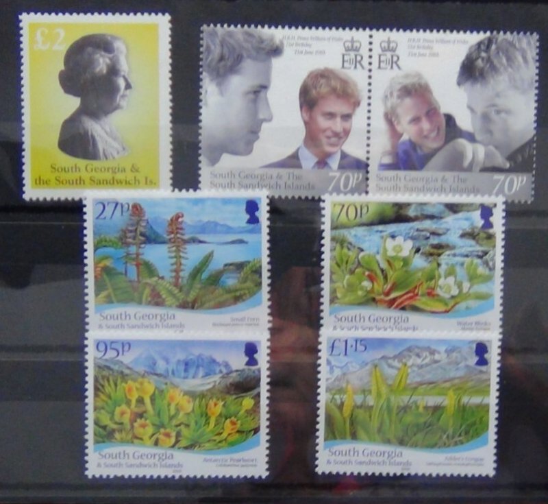 South Georgia 2003 £2 Elizabeth & Prince William 2010 Flora sets MNH