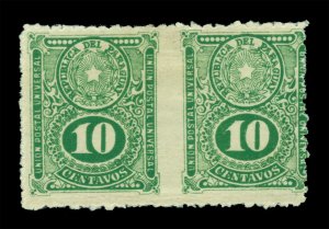 PARAGUAY 1910 Coat of Arms 10c green Sc# 195 mint MH  PAIR IMPERF. between ERROR