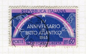 ITALY; 1953 early Atlantic Pact Pictorial issue fine used 60L. value