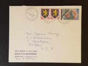 1964 Guadeloupe Muskegon Michigan Hotel La Caravelle Advertising Airmail Cover