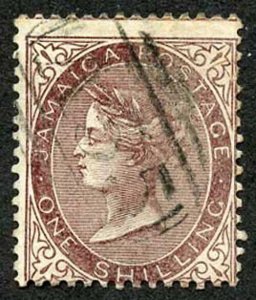 Jamaica SG6a 1860-70 1/- Purple-brown Used