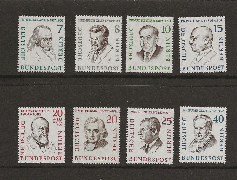 Germany Berlin 1952-9 Famous Germans part set of 8 values   MNH