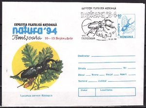 Romania, 1994 issue. 10/SEP/94. Beetle Cancel on Beetle Postal Envelope. ^
