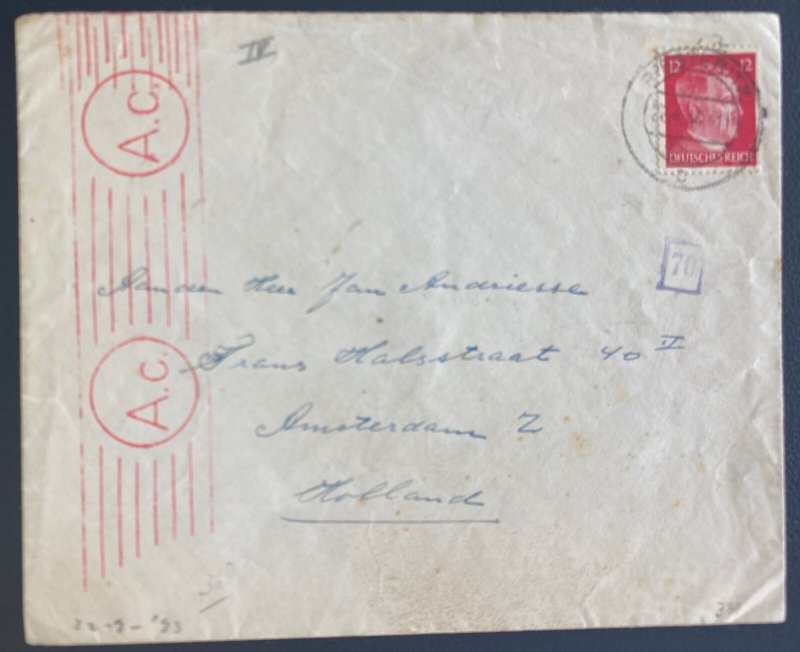 1940 Mittel Germany Censored Cover To Amsterdam Netherlands