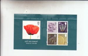 2008 LEST WE FORGET ARMISTICE MINI SHEET UMM/MNH BELOW FACE VALUE