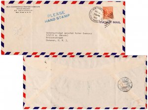 United States Prexies 10c Tyler 1947 New York, N.Y. Church Street Sta. Airmai...