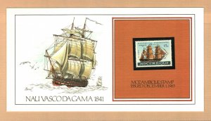 NAU VASCO DA GAMA SHIP 1963 MOZAMBIQUE 15$ Stamp Presentation Card #71435A