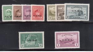 Canada #O1 - O10 Extra Fine Never Hinged Set