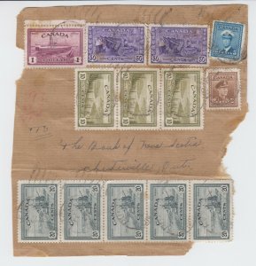 Scarce Peace Issue Domestic Parcel Post item to BNS Quebec$3.37 Canada cover