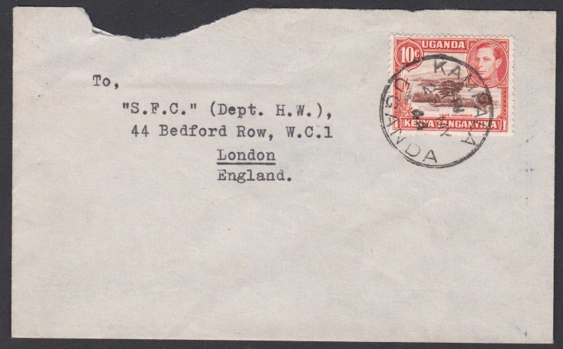 002252/ KUT. 1944 10c Cover to London nice Kampala Cds