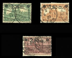 Germany #115-117 (Mi. 116-118a) Cat€260, 1920 Surcharges, set of three, use...