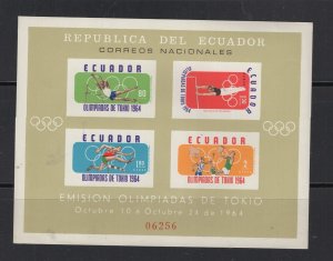 Ecuador #C434a  (1964 Olympics sheet) VFMNH CV $3.75