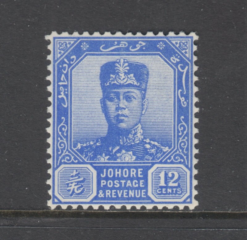 Malaya, Johore Sc 111A MNH. 1940 12c Sultan Ibrahim on Chalky Paper, Key Value