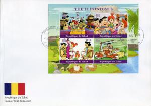 Chad 2018 FDC Flintstones Fred Barney 4v M/S Cover Hanna-Barbera Cartoons Stamps