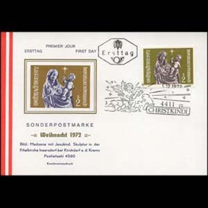 AUSTRIA 1972 - First Day Card-933 Woodcut Virgin