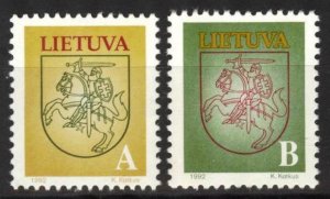 Lithuania 1993 Definitive Issue Vytis Coats of Arms A,B MNH