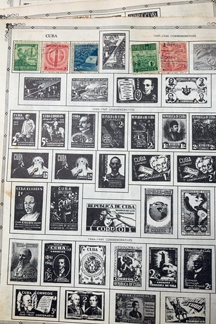 OLD CUBA & COSTA RICA STAMPS HINGED ON ALBUM PAGES + SOME OTHER COUNTRIES