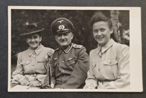 WWII German Decorated Wehrmacht Officer w Lion Head Sword RPPC Postcard Photo