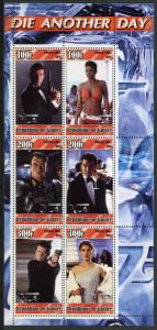 James Bond Stamps Guinea 2003 MNH 007 Die Another Day Movies 6v M/S I