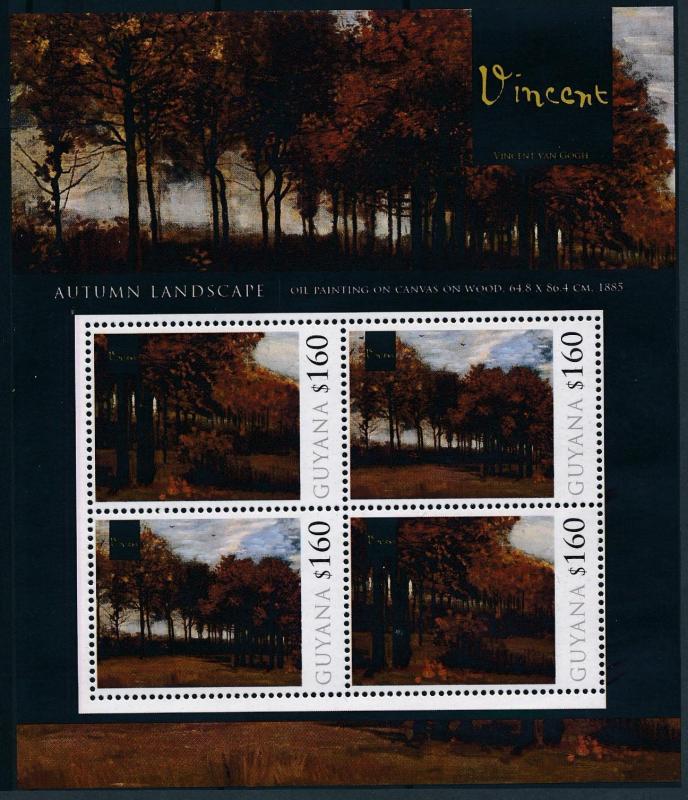 [76613] Guyana 2010 Painting Vincent van Gogh Autumn Landscape Sheet MNH