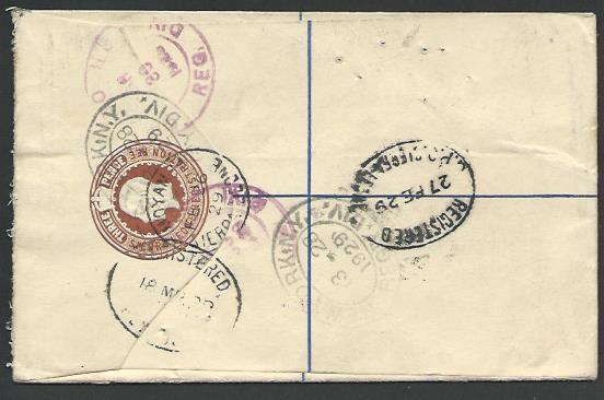 SIERRA LEONE 1929 GV 3d Registered cover to UK, ex MOYAMBA.................57013