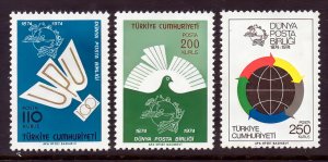 Turkey 1974 Sc#1986/1988 UPU CENTENARY Set (3) MNH