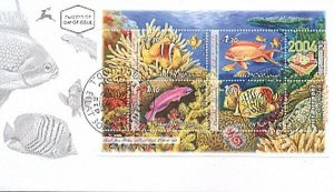 ISRAEL 2004 RED SEA FISH S/SHEET FDC