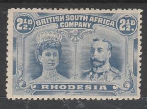 RHODESIA 1910 KGV DOUBLE HEAD 21/2D PERF 13.5 