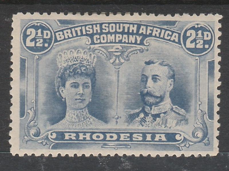 RHODESIA 1910 KGV DOUBLE HEAD 21/2D PERF 13.5 