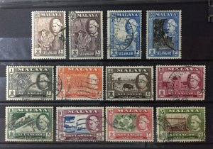 MALAYA 1957-61 SELANGOR Definitive 12V Used Set M4504