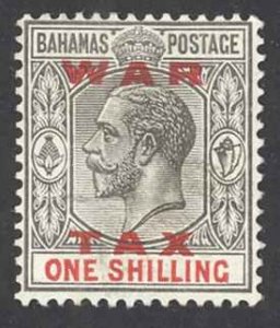 Bahamas Sc# MR13 MH 1919 1sh War Tax Overprints