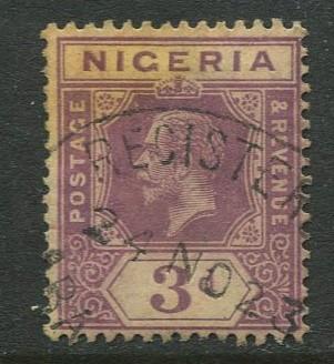 Nigeria -Scott 5 - KGV Definitive -1914 - Used - Single 3p Stamp