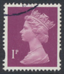 GB 1p Machin  SG Y1760  Used  2 bands  SC# MH199  see scans