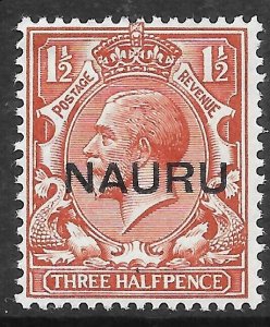 NAURU SG15 1923 1½d RED-BROWN OVPT IN CENTRE MTD MINT