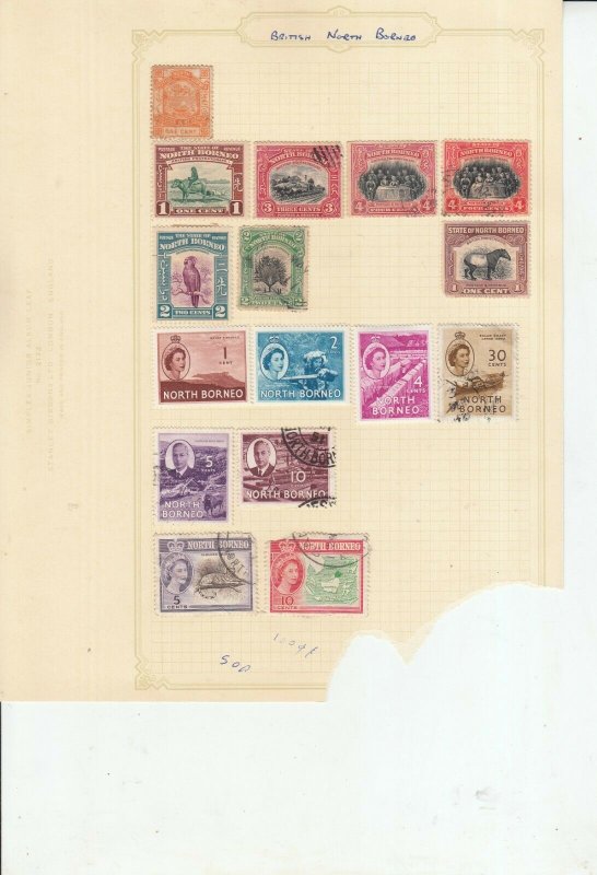 NORTH BORNEO / SABAH  2 ALBUM PAGES OF MINT/USED VALUES/SETS