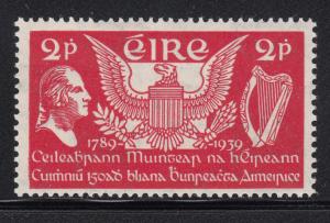 Ireland 1939 MH Scott #103 2p Washington, US eagle, harp