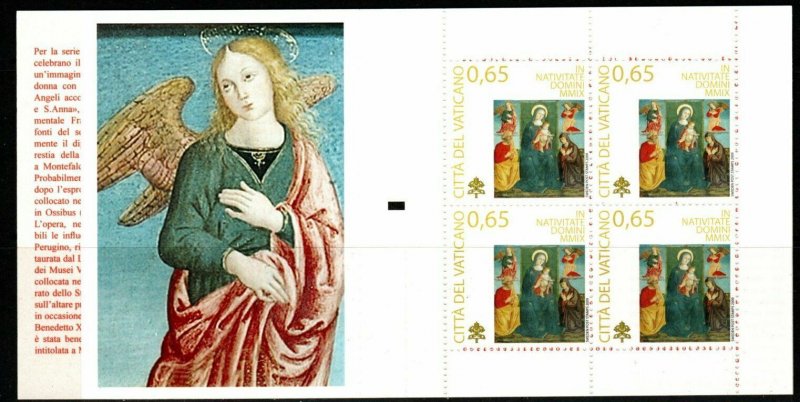 VATICAN CITY Sc.1433a 2009 CHRISTMAS(ANGEL IN GREEN) BOOKLET MNH