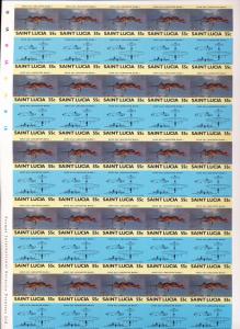 ST LUCIA Aviation Inverted Imperf Cinderella Sheets MNH x 4 (200 Stamps) (You941