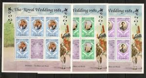 Uganda 342-44 MNH 1982 Princess Diana's Birthday MS5+Label