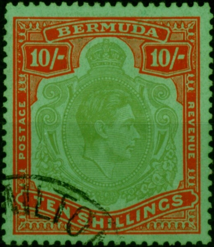 Bermuda 1951 10s Green & Vermilion-Green SG119e P.13 Fine Used