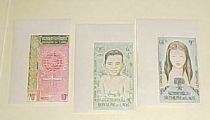 LAOS STAMPS #74-76 MALARIA UNLISTED IMPERF SET  MINT NEVER HINGED
