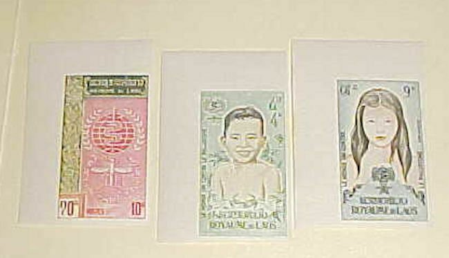 LAOS STAMPS #74-76 MALARIA UNLISTED IMPERF SET  MINT NEVER HINGED