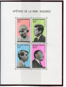 GABON ADVOCATES OF NON-VIOLENCE JFK GANDHI ML KING SHEET MINT NH