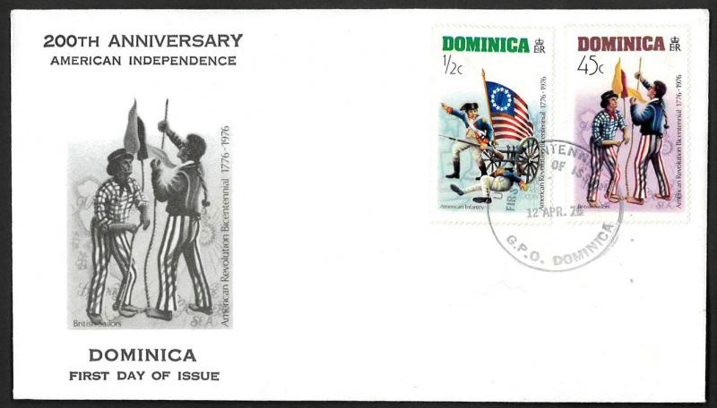 Dominica SC#472-73 DOMINICA AMERICAN REVOLUTION (1976) FDC