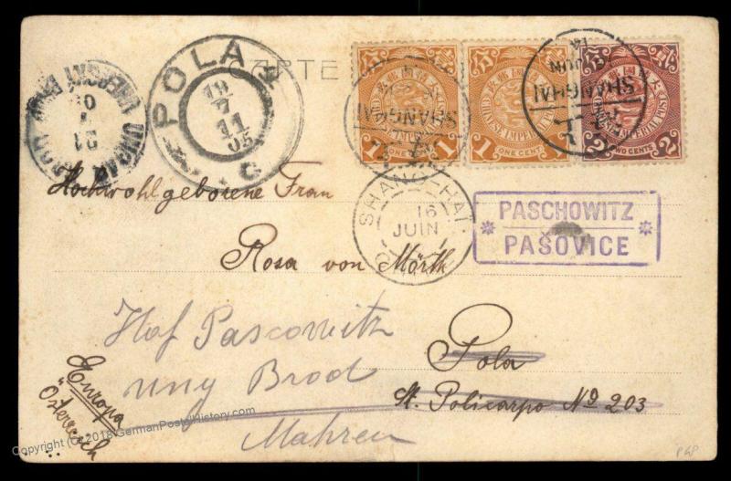 Austria 1911 China SMS Kaiserin Elisabeth Navy WOOSUNG Shanghai Feldpost C 91048