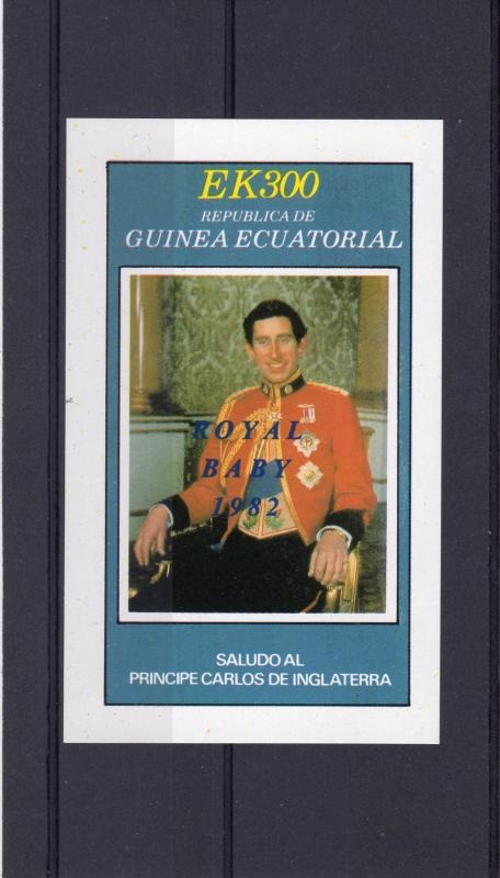 Equatorial Guinea 1982 Prince Charles Blue overprinted Royal Baby 1982 S/S MNH