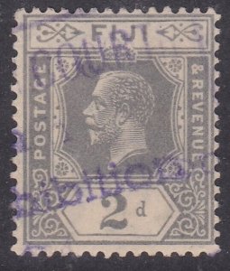 FIJI 1924 GV 2d part strike of the rare FIJI COURT BRITISH EXHIBITION handstamp