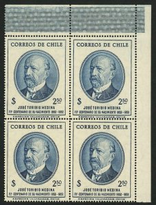 Chile Stamp Jose Toribio Medina Historian Historical Figure Block of 4 MNH