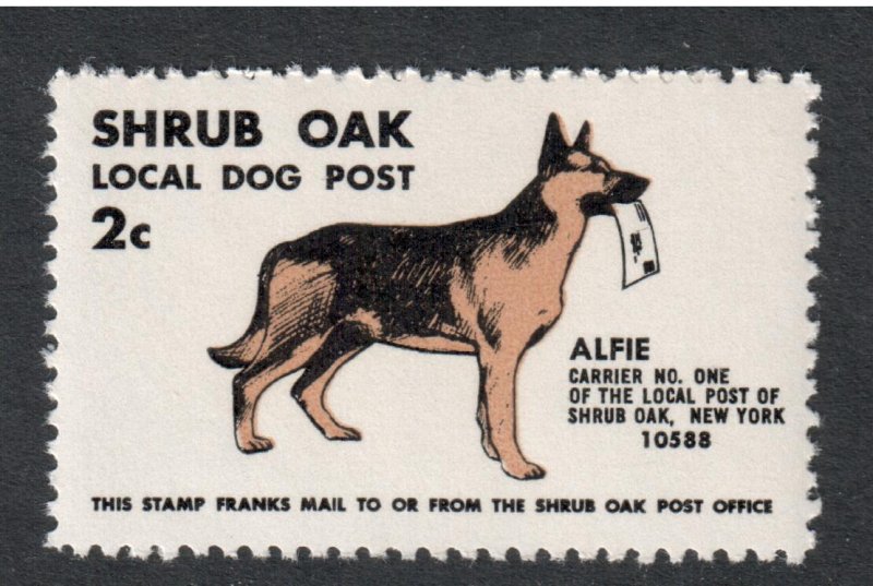 Shrub Oak Local Dog Post 2 cent stamp , F-VF OG NH - I Combine S/H