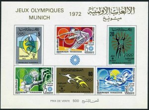 Tunisia 584a,MNH.Michel Bl.7. Olympics Munich-1972.Volleyball,Hurdler,Athletes,